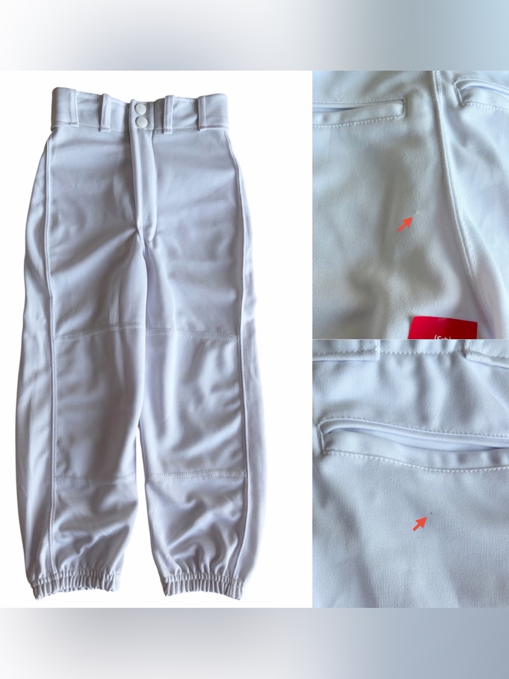 Franklin Sports Youth Kids White Baseball Pants with Elastic Ankles Boys Y-XS